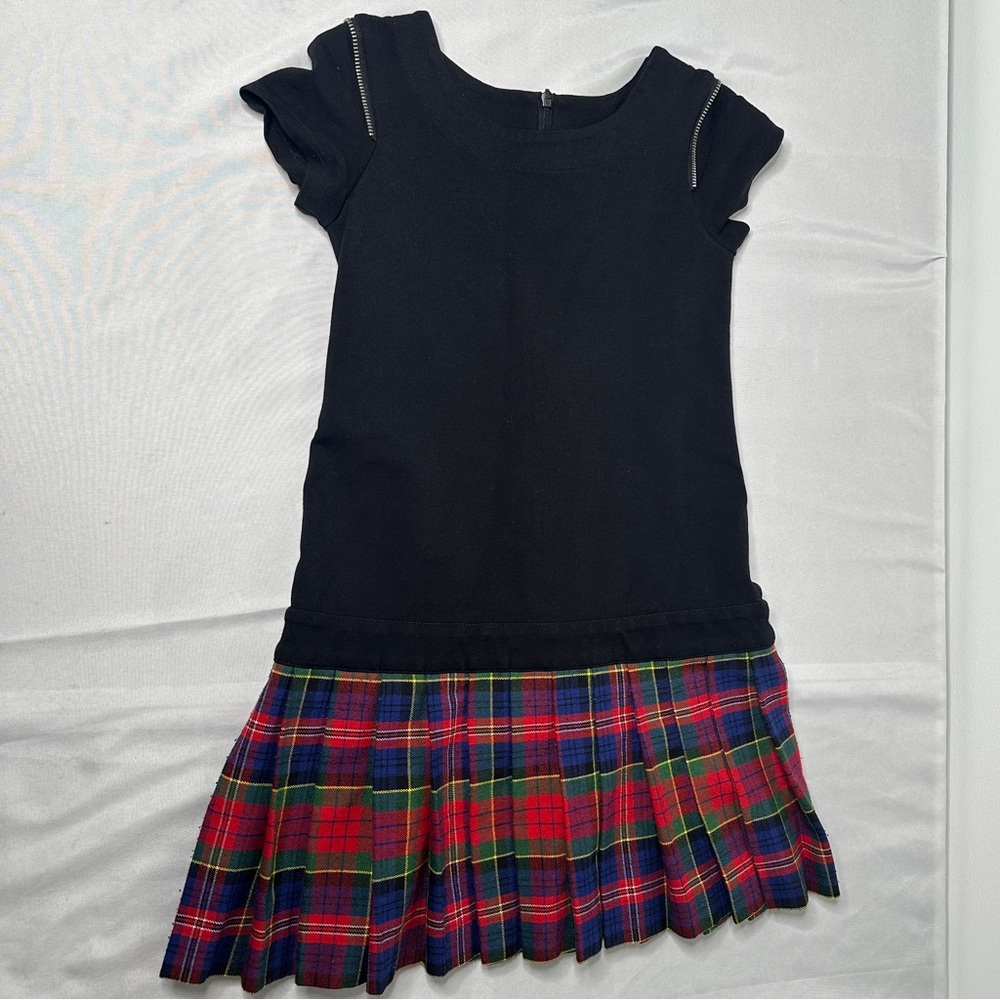 Junior Gaultier Girls Dress 8 Vintage 90s Punk Prep Tartan Pleated Skirt